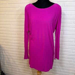 Vince Fuchsia Long Sleeve Scoop Neck Tunic, Women’s Size Small